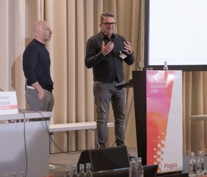 Markus Weber (Staudacher) und Jürgen Hein (w&co MediaServices) (Foto: Fogra Forschungsinstitut für Medientechnologien e.V.)