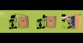 Manuelle Palettenumreifung belastet Rücken, Knie und Schultern erheblich (Foto: EasyStrap Packaging GmbH)