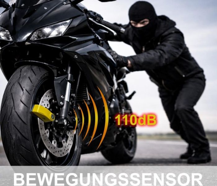 AGT Bremsscheiben-Schloss, 110-dB-Alarm, für Motorrad und Roller, (Foto: PEARL GmbH)